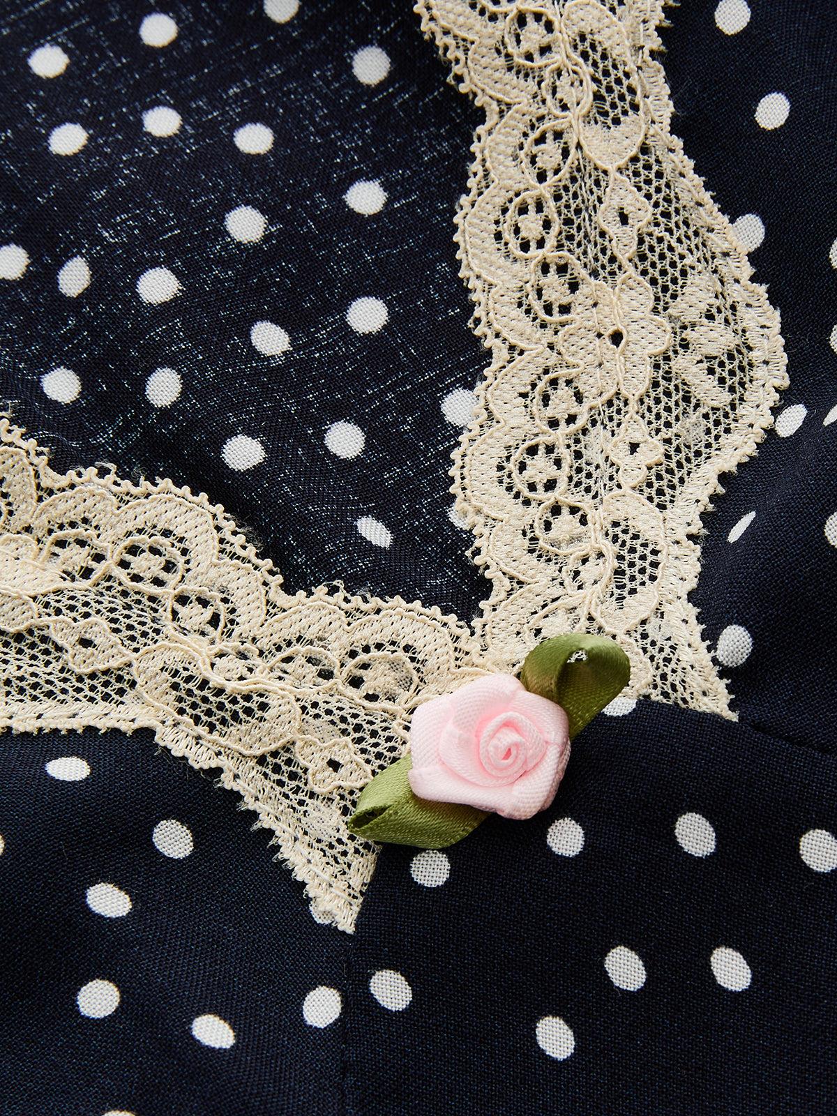 Polka Dot Lace-Trim Dress