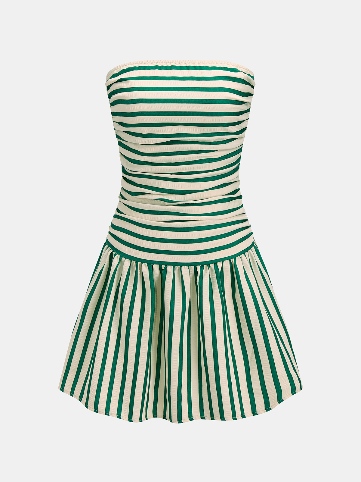 Striped Ruched Tube Mini Dress