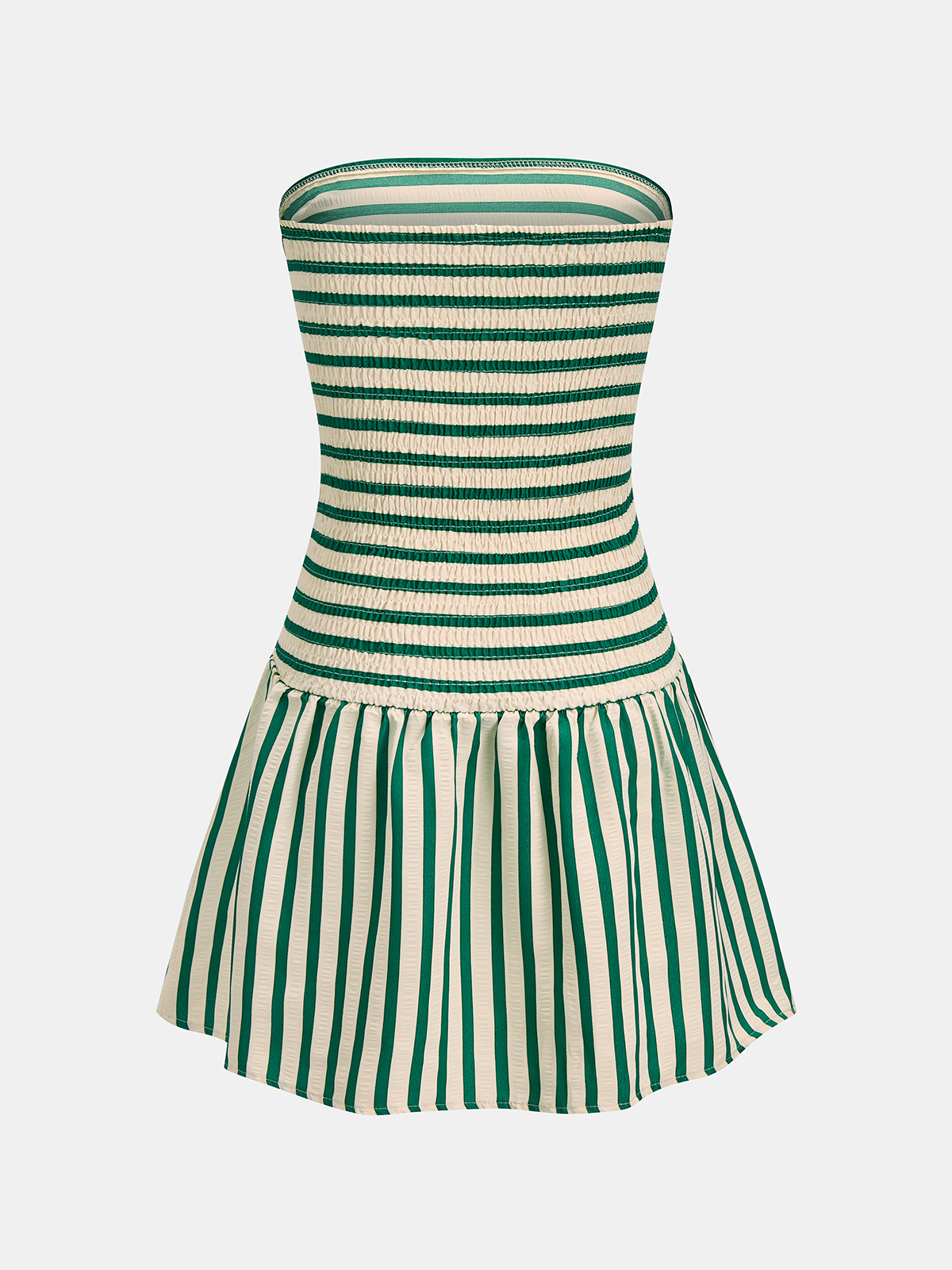 Striped Ruched Tube Mini Dress