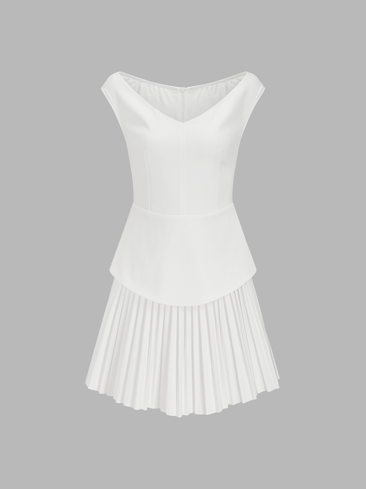 Sleeveless V Neck Pleated Mini Dress