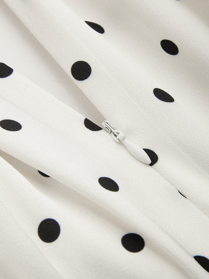Polka Dot Sleeveless Belted Maxi Dress