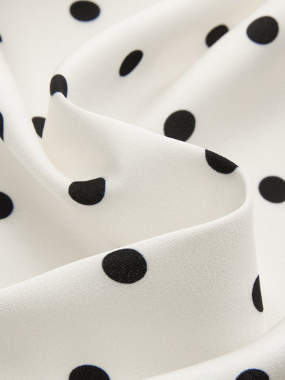 Polka Dot Sleeveless Belted Maxi Dress
