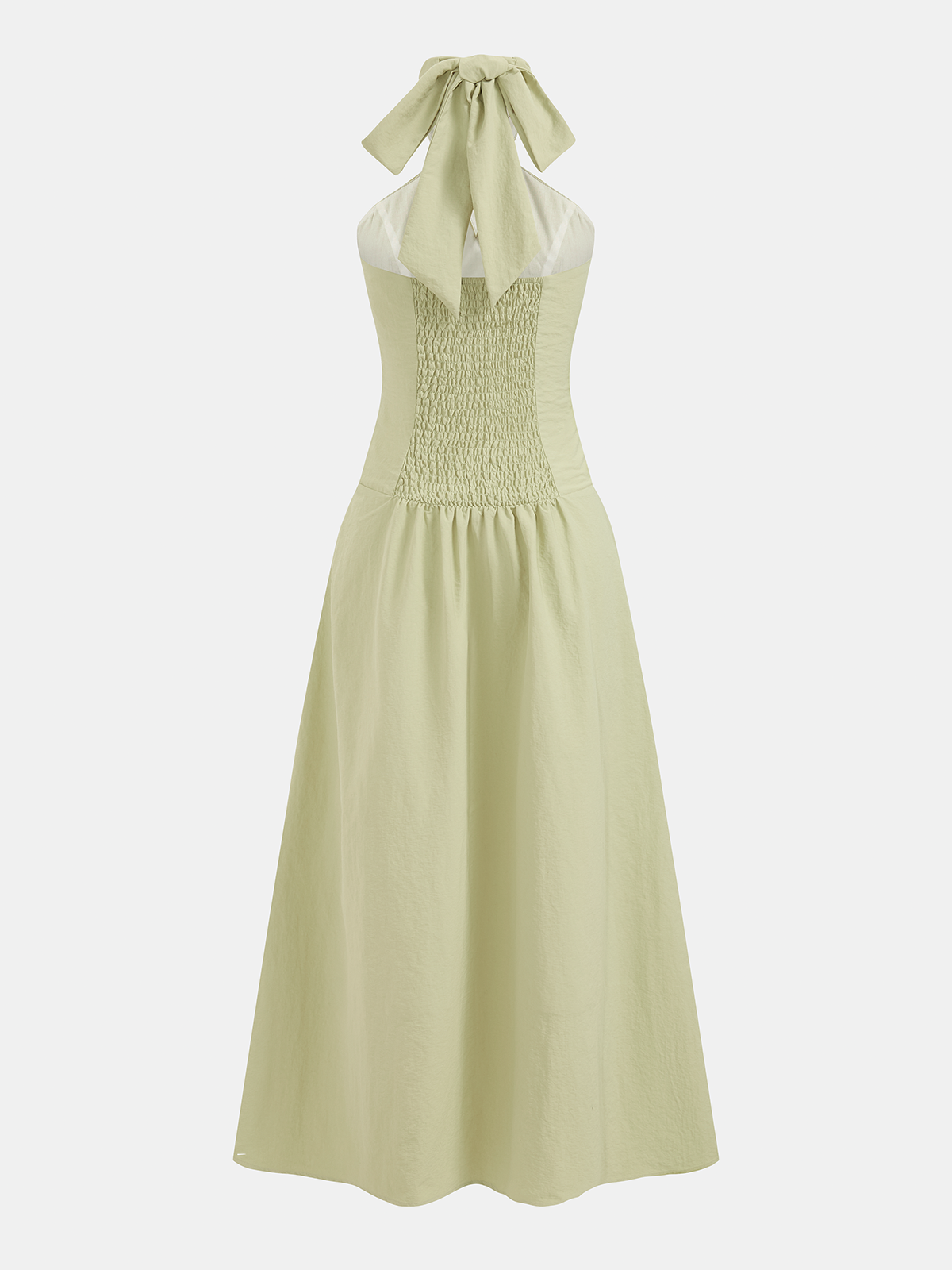 Halter Neck Fitted Waist Cotton Maxi Dress