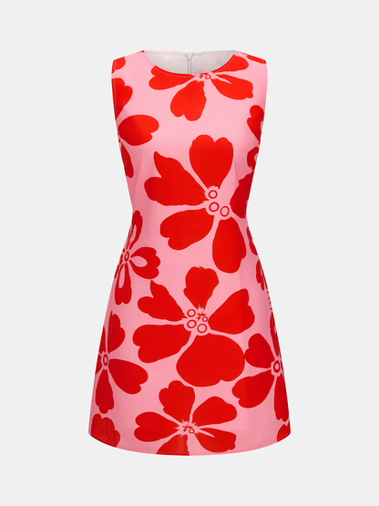 Large Floral Sleeveless Mini Dress