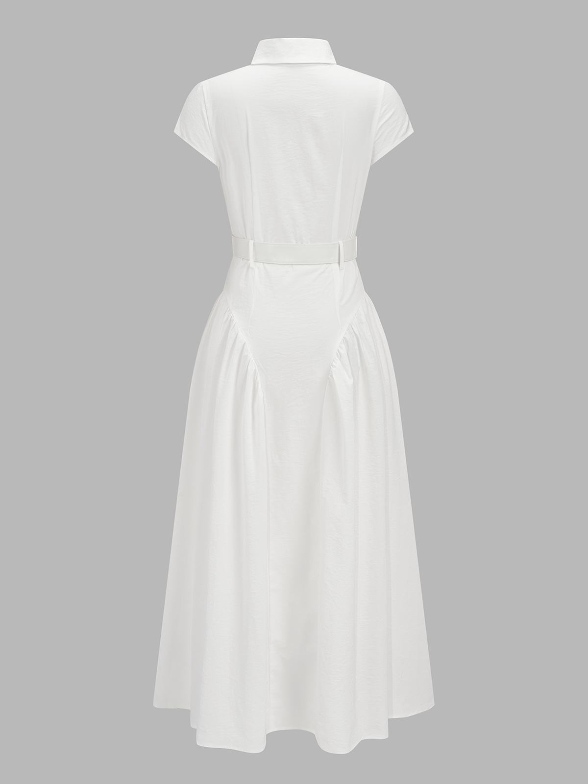 Belted Button Short Sleeve Maxi Shirt Dress
