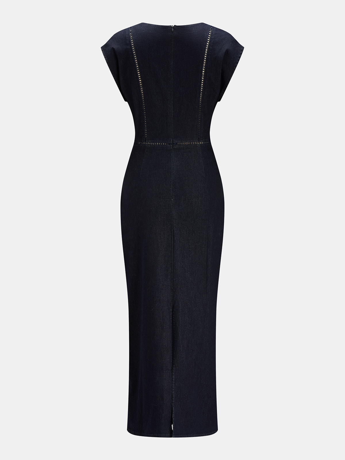 V Neck Bodycon Denim Midi Dress