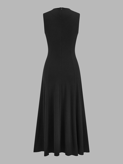 Sleeveless Lace Applique Knit Maxi Dress