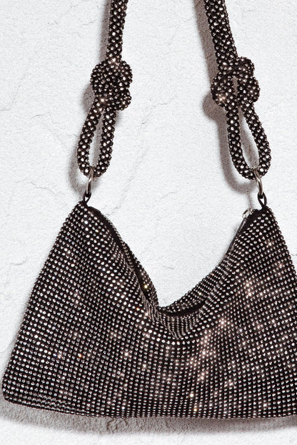 Harper Knot Strap Diamante Bag Black