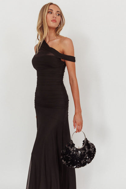 Drama Kisslock Moon Purse Sequin Black