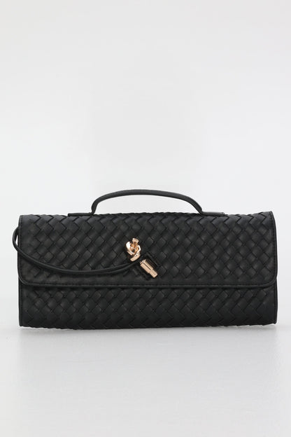 Yvette Woven Envelope Purse Black