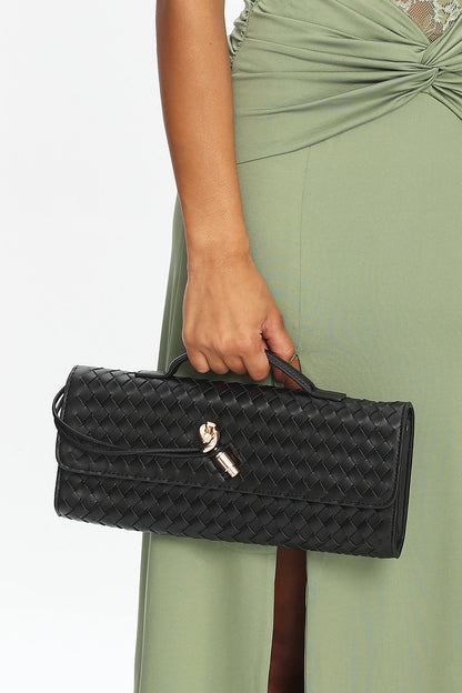 Yvette Woven Envelope Purse Black