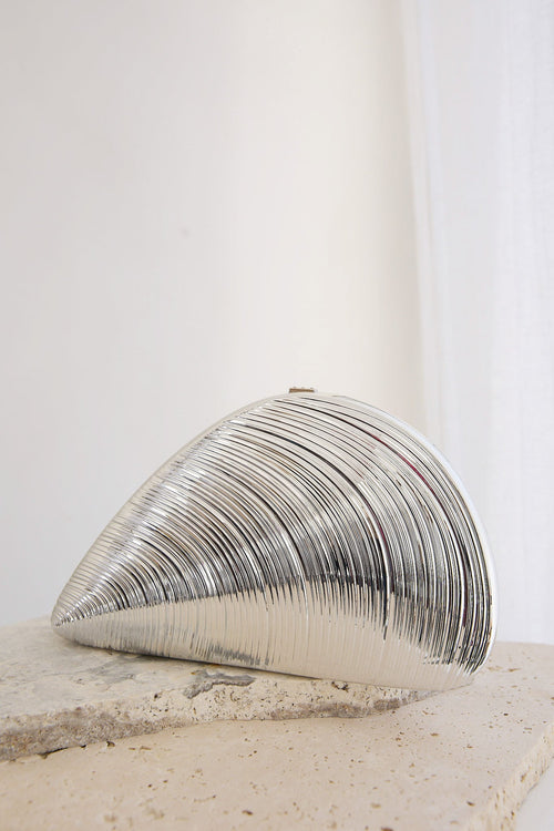 Shandra Shell Clutch Silver