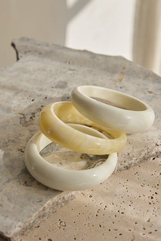 Vionne Irregular Bangles Acrylic Ivory