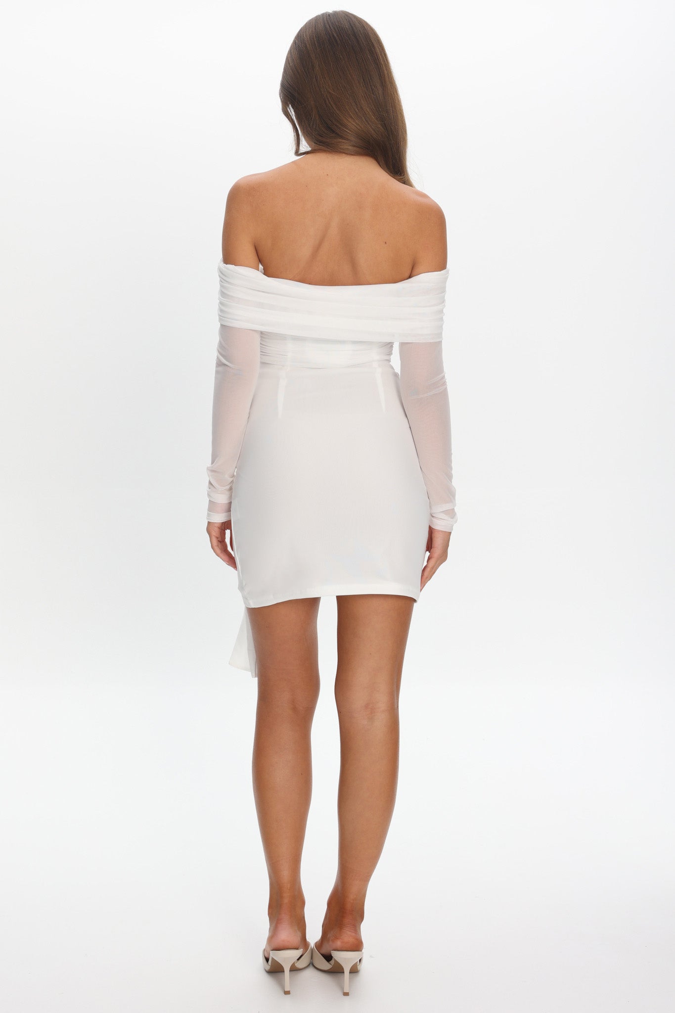 Dangerous Off Shoulder Waist Tie Mini Dress White