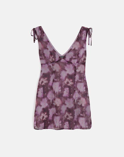 Carmila Mini Dress in Chiffon Floral Purple