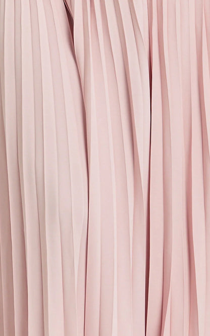 Loretta Maxi Dress - Contrast Halter Neck Pleated Dress in Pink