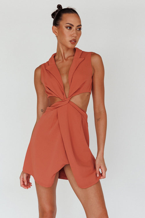 Milarni Collared Cut-Out Mini Dress Rose