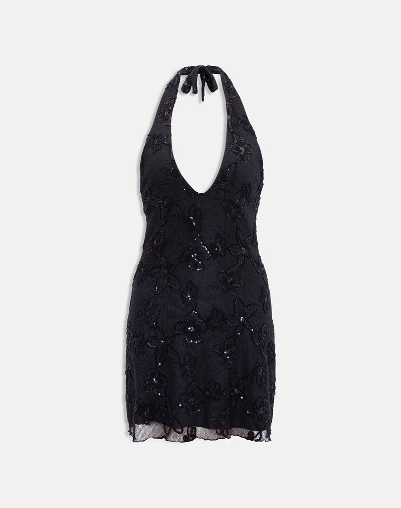 Codami Mini Dress in Sequin Knit Black
