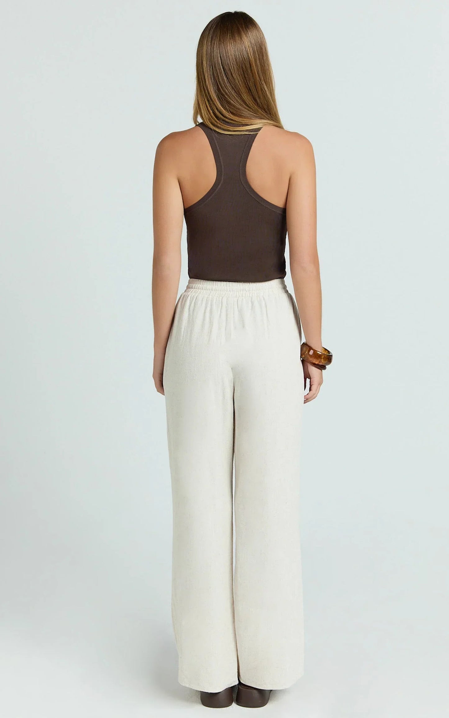 Marina Pants - Mid Waisted Relaxed Elastic Waist Pants in Natural
