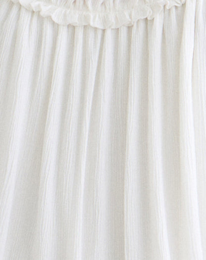 Elowen Frill Mini Dress in Crinkle Off White