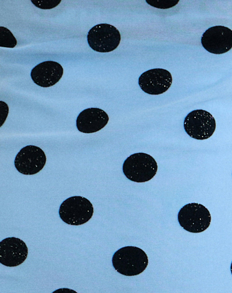 Eltazia Mini Dress in Blue with Polka Space Black