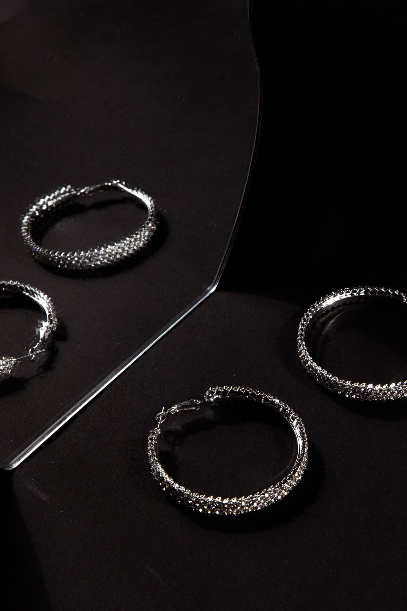 Maddy Diamante Hoop Earrings Silver