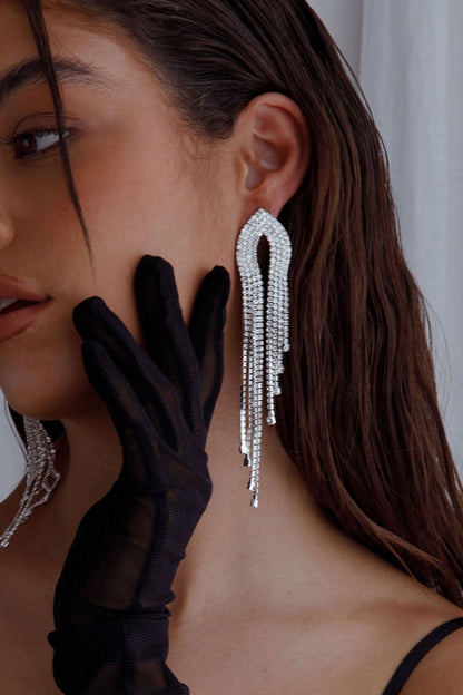 Khloe Diamante Tassel Earrings Silver