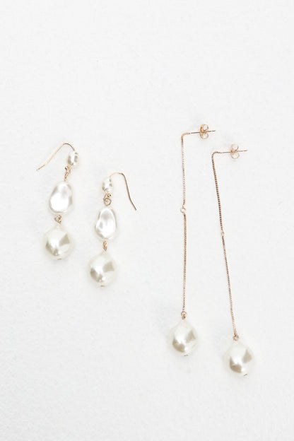 Ninette Faux Pearl Droplet Earrings Gold/Pearl