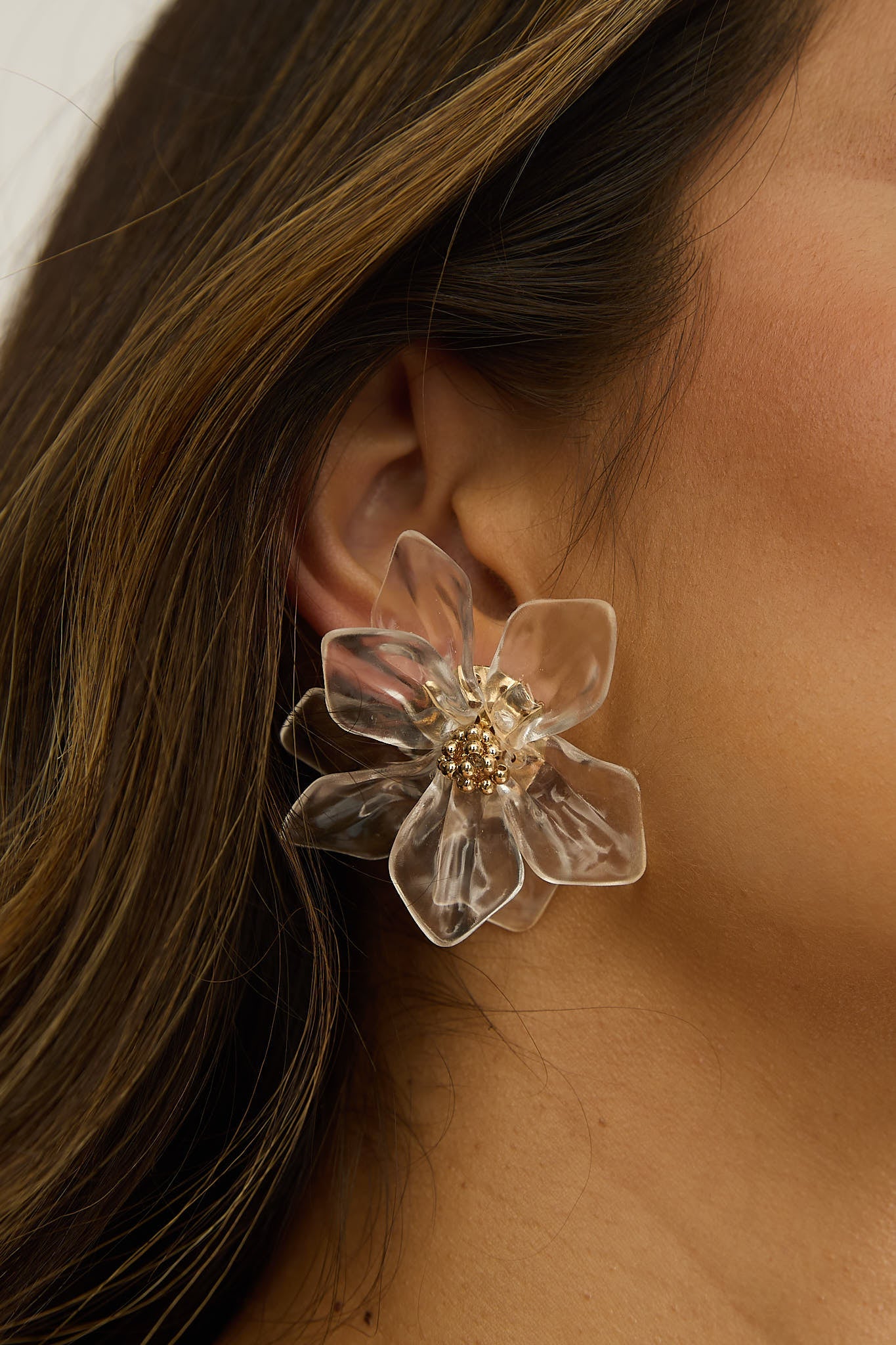 Monika Acrylic Flower Earrings Clear