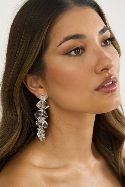 Venusa Irregular Bead Drop Earrings Clear