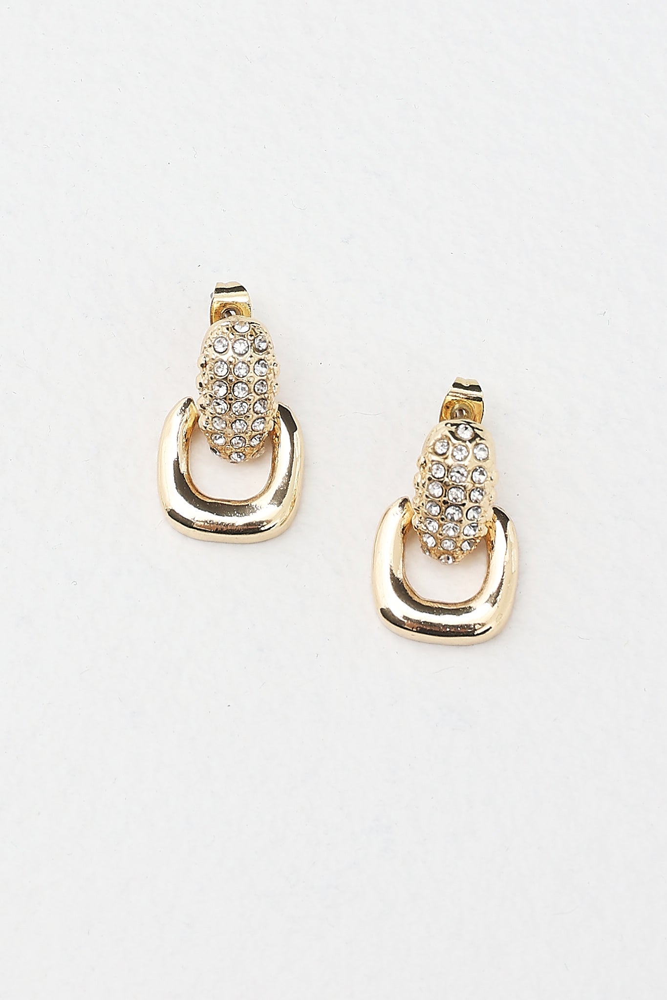 Memories Diamante Link Stud Earrings Gold