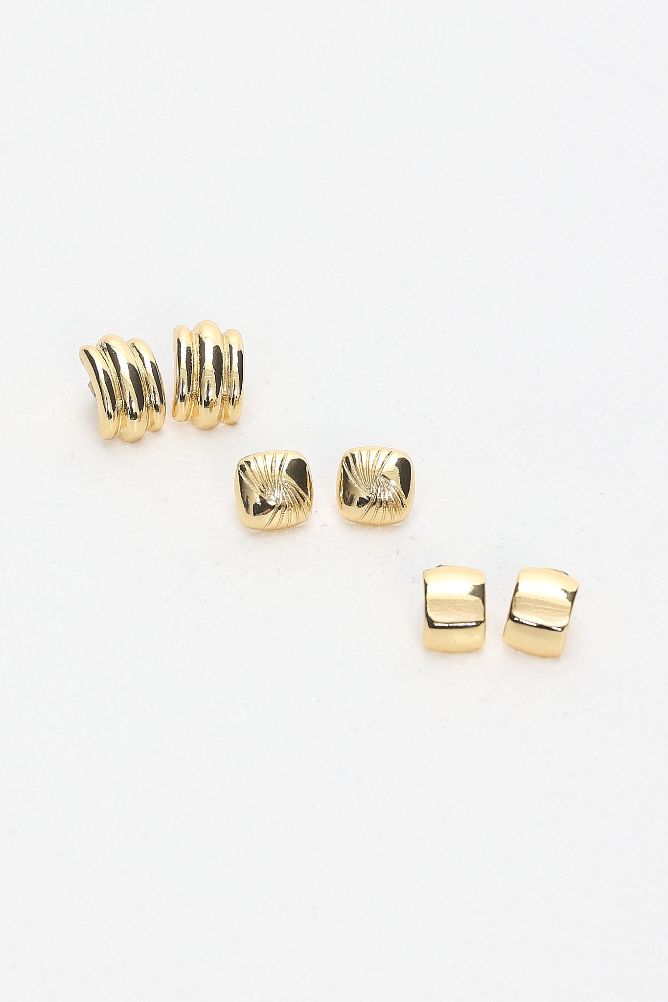 Irma Geometric Stud Earrings Set Gold