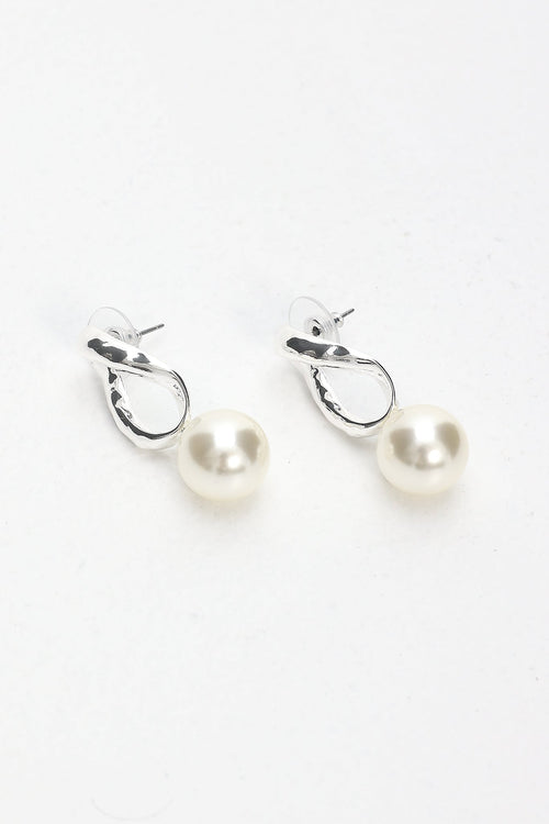 Krizia Drop Earrings Silver Pearl