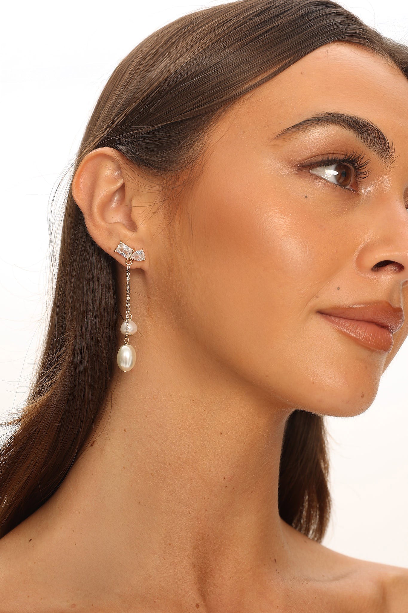 Swan Lake Pearl Drop Earrings Gold