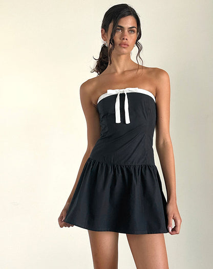 Faelas Mini Dress in Tap Shoe with Off White Bows