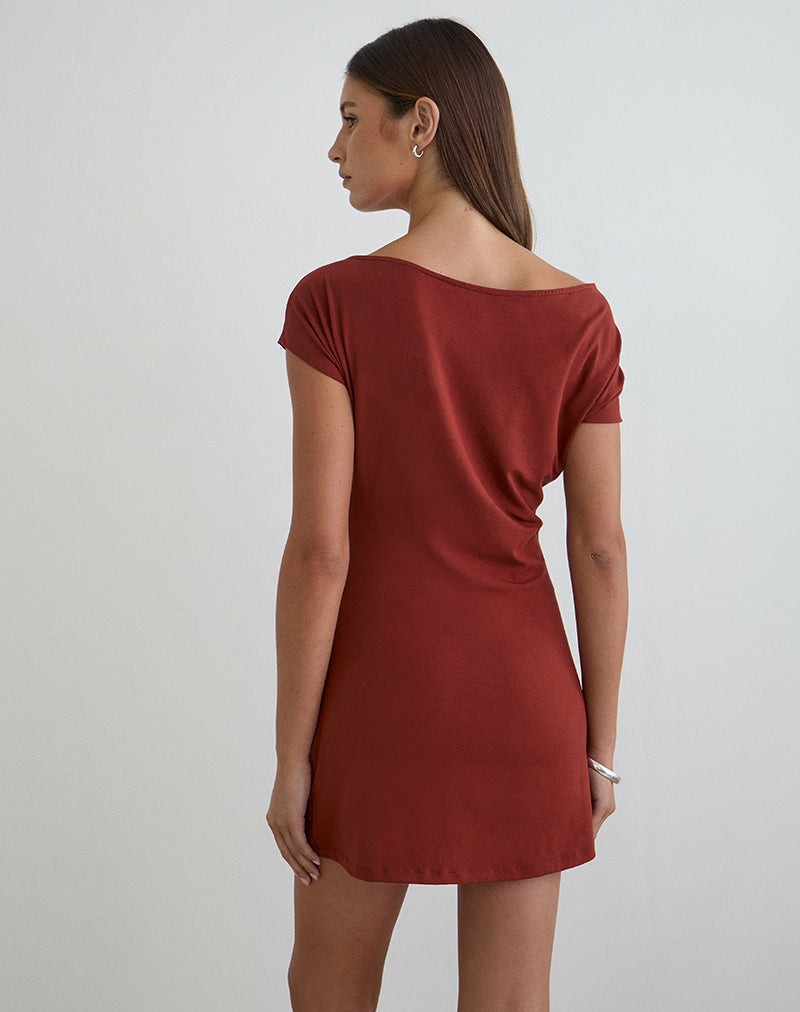 Genya Mini Dress in Jersey Fired Brick