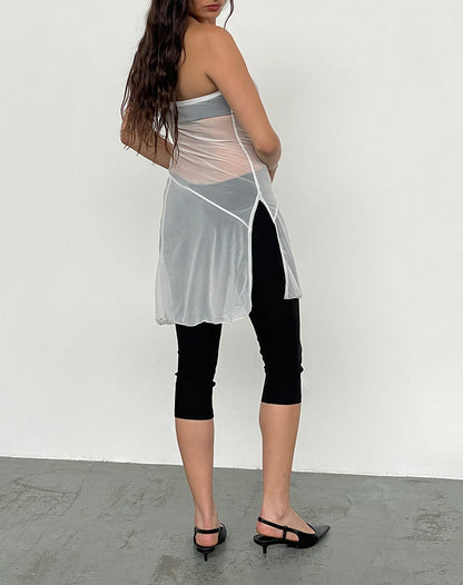 Gretchen Bandeau Mini Dress in Sheer Cream
