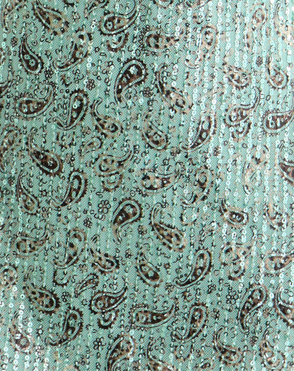 Hepasi Halter Mini Dress in Paisley Sequin Teal