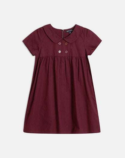 Imiraty Babydoll Mini Dress in Poplin Maroon