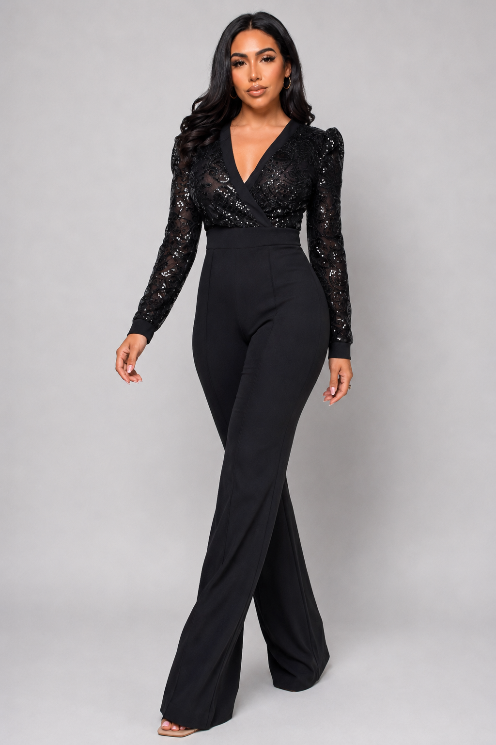 Lori Black Sequin Jumpsuit