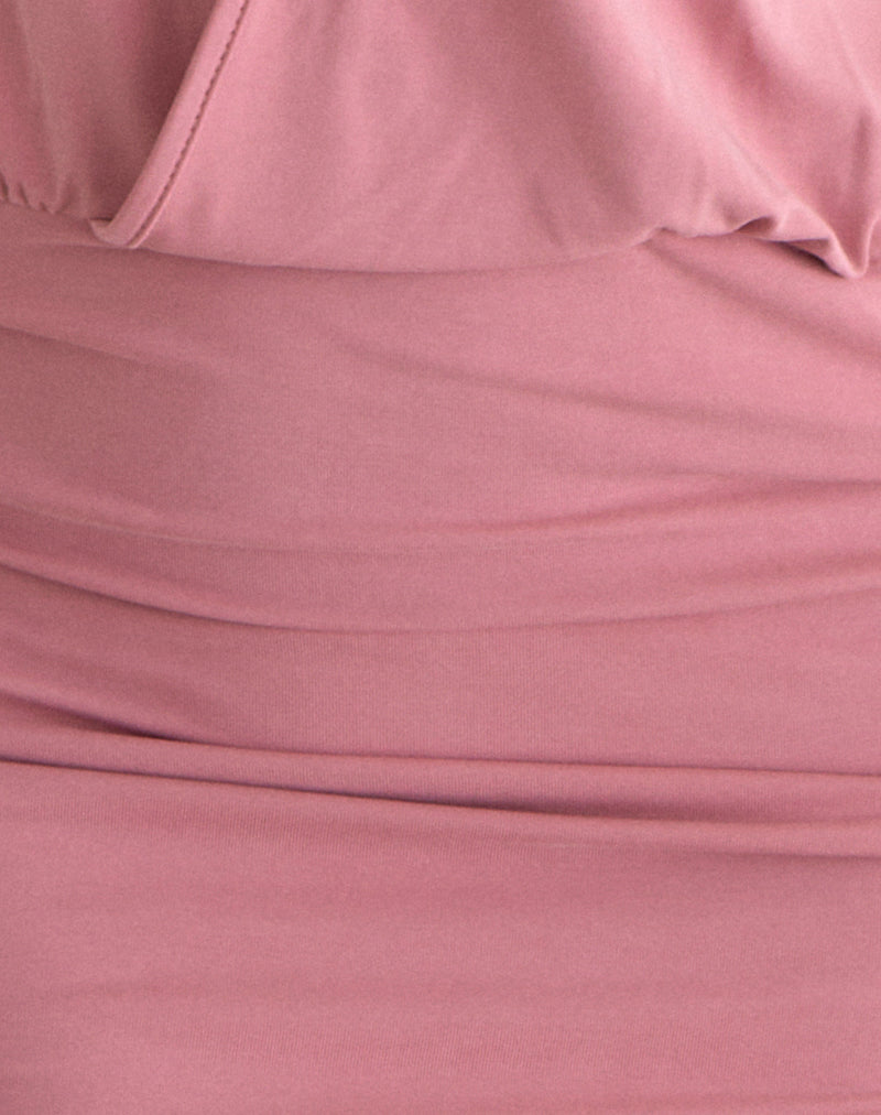 Jolicia Halterneck Mini Dress in Cupro Pink