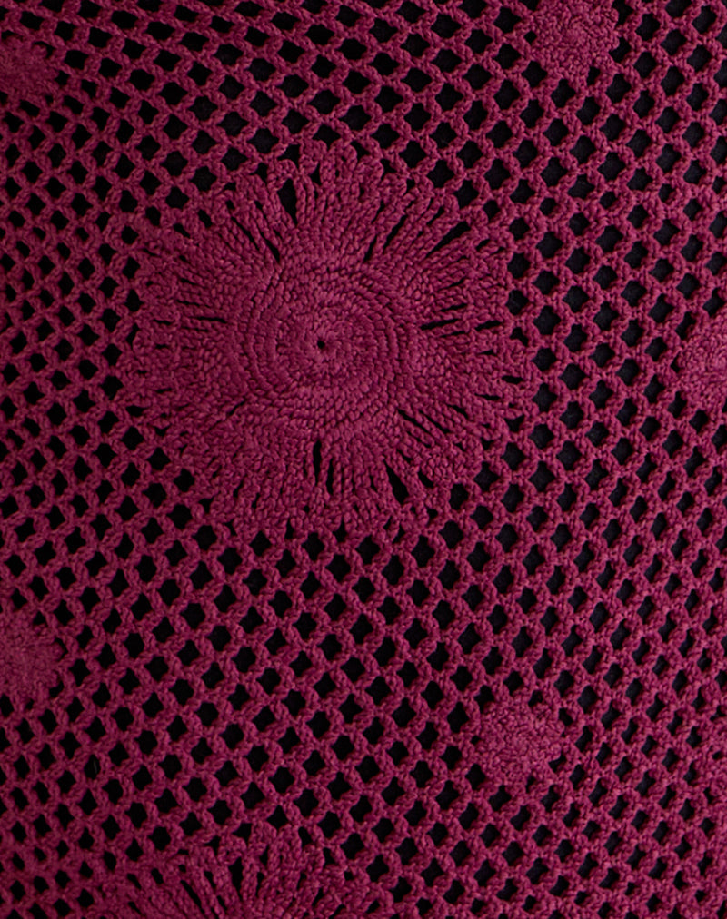 Kaku Mini Dress in Crochet Knit Zinfandel