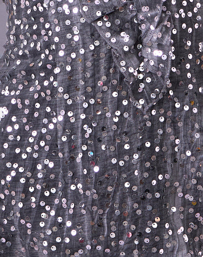 Kasuya Mini Dress in Chiffon Sequin Grey