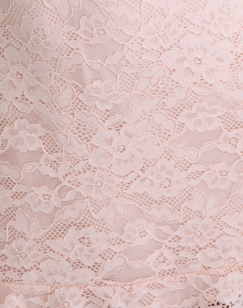 Lanaila Mini Dress in Lace Soft Pink