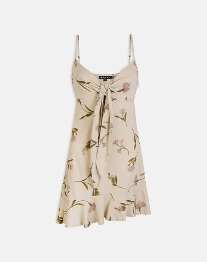 Lazlo Mini Dress in Bloom Leafy Taupe