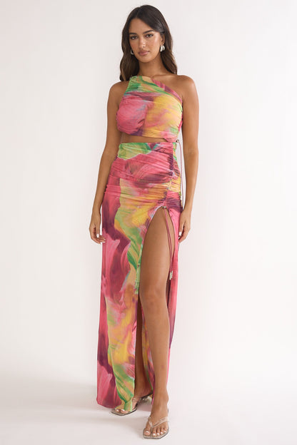 Marvella Open Back Cut-Out Maxi Dress Red Multi