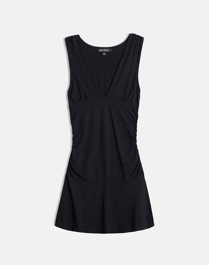 Luscian Plunge Mini Dress in Black