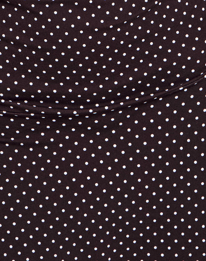 Luscian Plunge Mini Dress in Micro Polka Brown