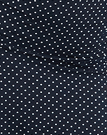 Luscian Plunge Mini Dress in Micro Polka Navy
