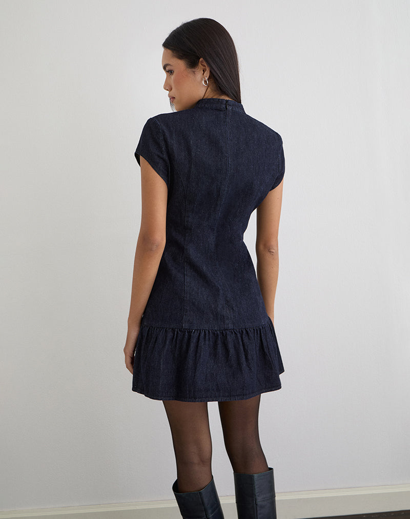 Manama Mini Dress in Chambray Indigo